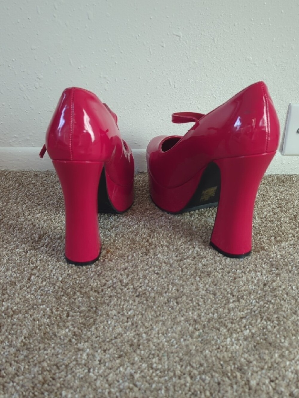 Demonia Dolly-50 Red Mary Jane Platform Heels - Picture 4 of 6